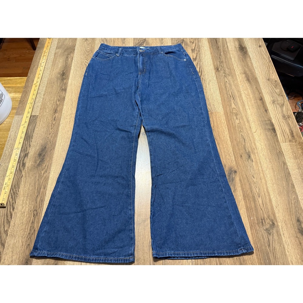 Justalwart Jeans Women XL Blue Adult Wide Leg Flare High Rise Denim Excellent